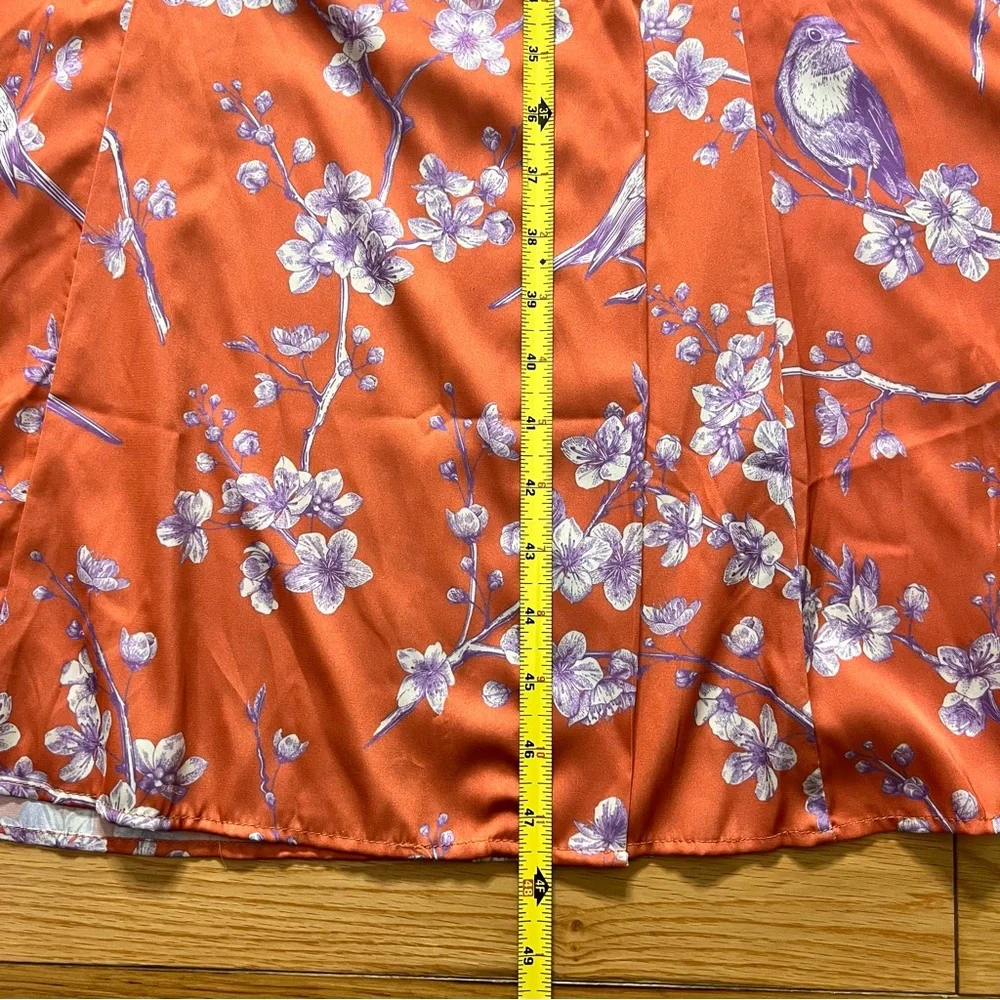ModCloth Hutch Anthropologie Orange with Purple Floral Wrap Dress Size 0 - Picture 5 of 10